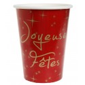 Gobelets carton Joyeuses Fêtes rouge et or les 10