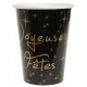 Gobelets carton Joyeuses Fêtes noir et or les 10