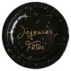 Assiettes carton Joyeuses Fêtes noires et or 22.5 cm les 10