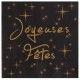 Serviette de table joyeuses fêtes papier noir les 20