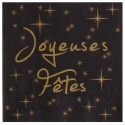 Serviettes de table joyeuses fêtes papier noir les 20