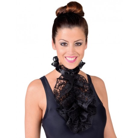 Jabot à dentelle noire femme luxe