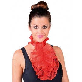 Jabot à dentelle rouge femme luxe