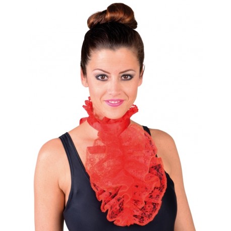 Jabot à dentelle rouge femme luxe