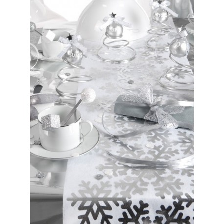 Chemin de table flocon de neige argent 