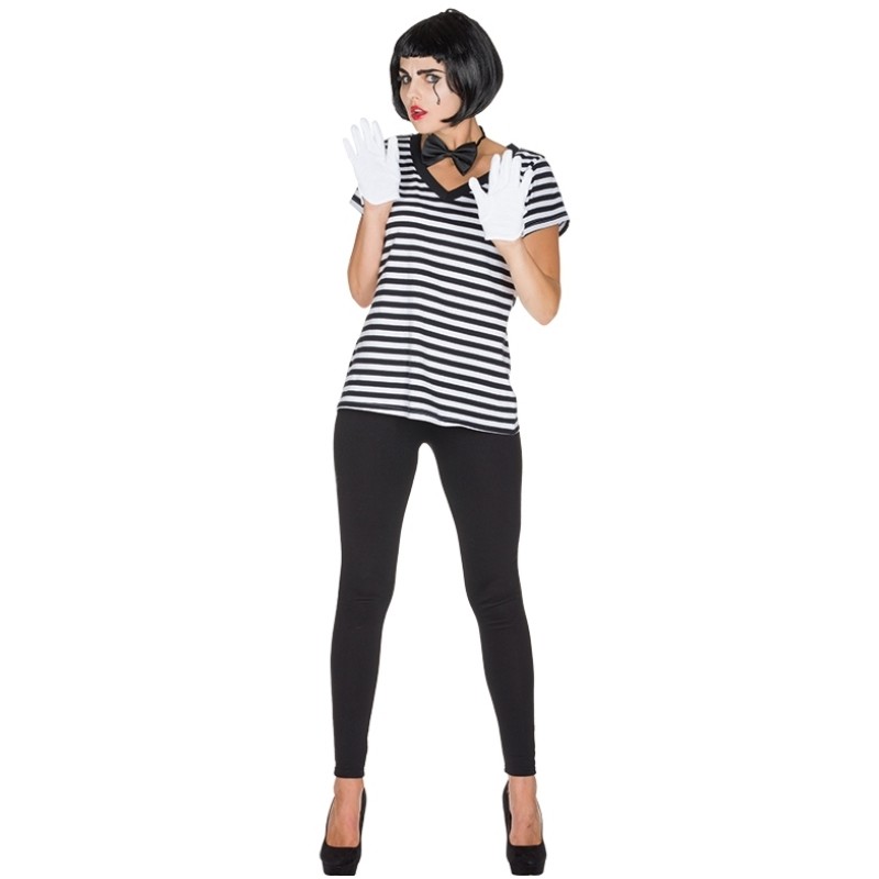 Costume De Prisonnier Pour Femme - T-shirt Et Pantalon Rayés Noir Et Blanc Avec Menottes, Parfait Pour Halloween Et Fêtes Déguisées