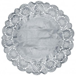 Napperon dentelle papier argent 35 cm les 10