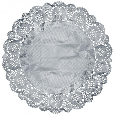 Napperon dentelle papier argent 35 cm les 10