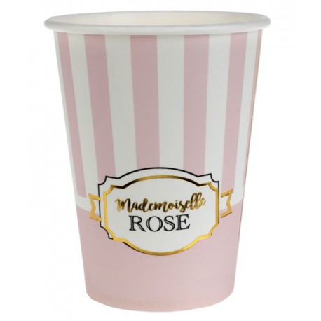 Gobelet carton Baby shower rose les 10