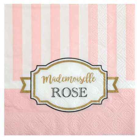 Petite serviette de table Baby shower rose papier les 20