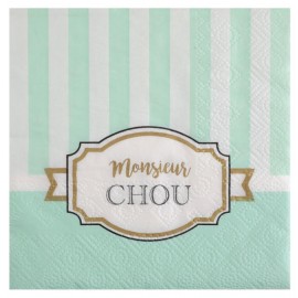 Petite serviette de table Baby shower vert papier les 20