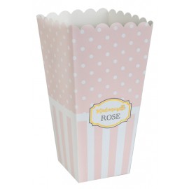 Boîte à pop corn Baby shower rose les 8