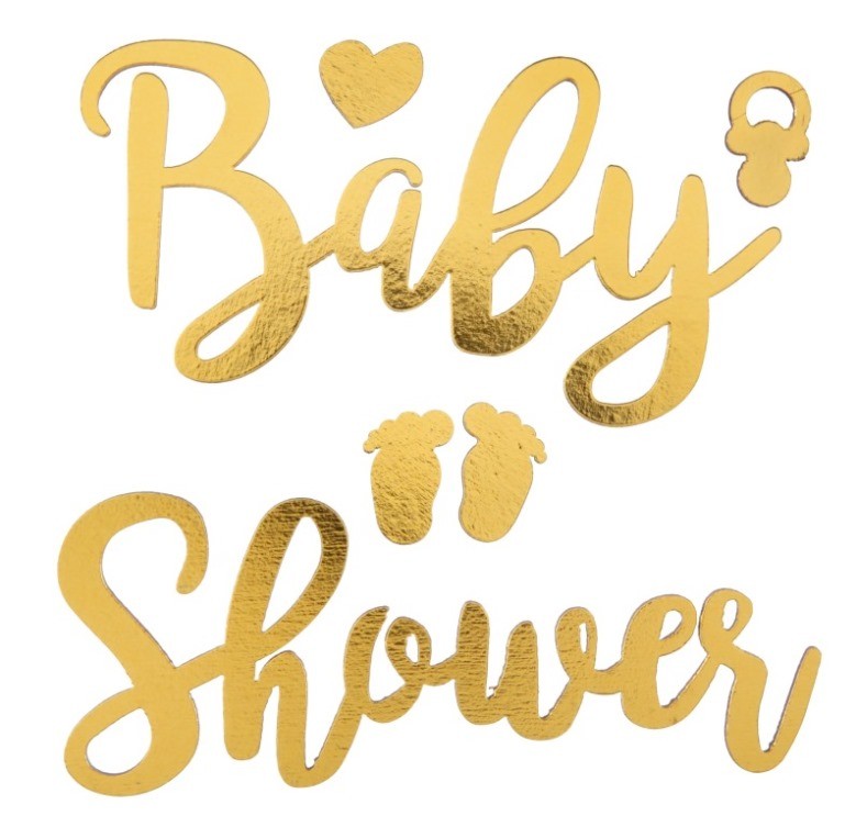 Baby shower autocollant or en bois Sticker Baby shower décoratif