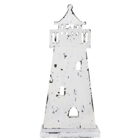 Phare blanc en bois effet vieilli décoratif