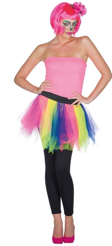 Tutu Jupe Tulle Femme Paillettes - 3 Couches Multicolores Rétro Années 80 - Pour Soirée, Carnaval, Déguisement Princesse Ou Danse