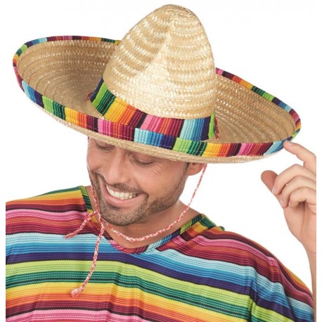 Chapeau mexicain Sombrero en paille adulte