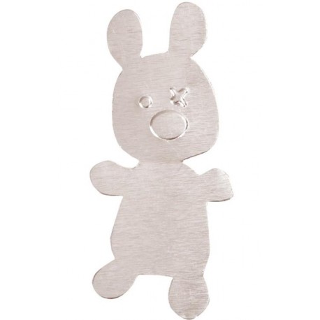 Lapin autocollant argent décoratif 4 cm les 6