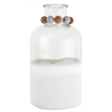 Vase bicolore blanc en verre avec perles