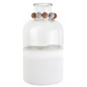 Vase bicolore blanc en verre avec perles