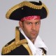 Chapeau tricorne noir adulte galon or