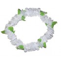 Collier Hawaï blanc fleurs Hawaïennes en tissu