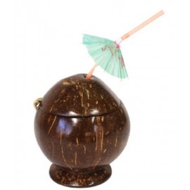 Coupe Noix de Coco Avec Paille Parasol 