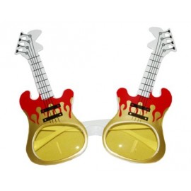 Lunettes Guitare Or et Rouge Adulte
