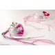 Orchidees en tissu decoration de table dans coeur transparent