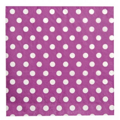 Serviettes de Table Prune Motif Pois