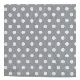 Serviette de table argent pois blanc en papier les 20