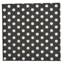 Serviette de table noire à pois en papier les 20