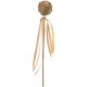 Boules en bois or sur tige avec rubans satin