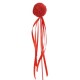 Boules en bois rouge sur tige avec rubans satin