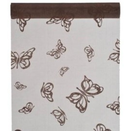 Chemin de table Papillon Chocolat Organdi