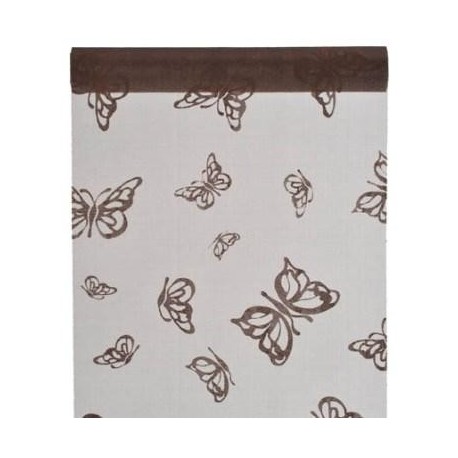 Chemin de table Papillon Chocolat Organdi