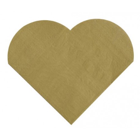 Serviettes de table coeur or les 20 - serviette coeur en papier