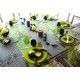 Chemin de table Paris vert en tissu organdi