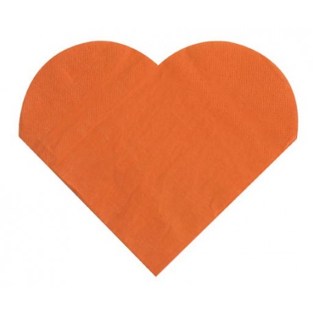 Serviettes de table coeur orange les 20 serviette en papier