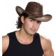 Chapeau Cow-boy Aventurier Marron imitation cuir Adulte