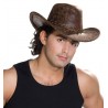 Chapeau Cow-boy Aventurier Marron imitation cuir Adulte