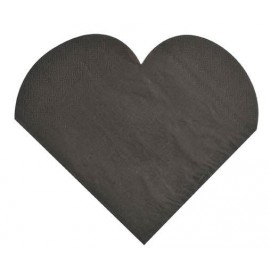 serviettes de table coeur noir en papier