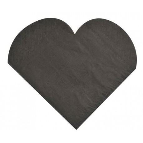 serviettes de table coeur noir en papier