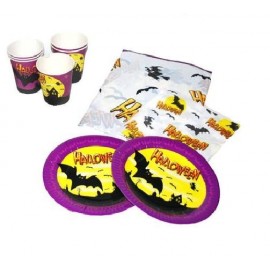 Set Halloween table 6 Personnes (vaisselle jetable)