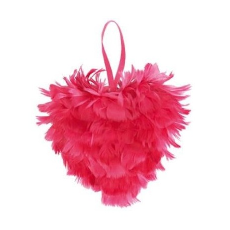 Coeur de plumes fuchsia 12 cm 