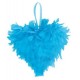 Coeur de plumes turquoise 12 cm 