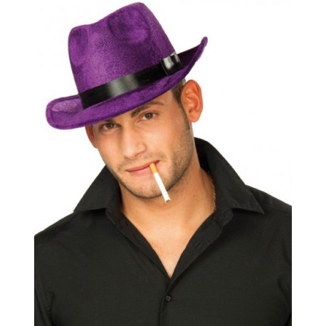 Chapeau Borsalino Violet en Velours Homme