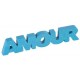 Mot Amour En Bois Paillete Turquoise