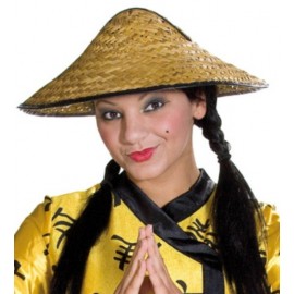 Chapeau chinois en paille naturelle adulte et enfant