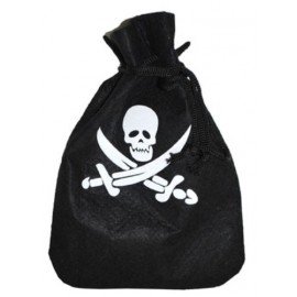 sac bourse pirate noir 25cm x 20 cm