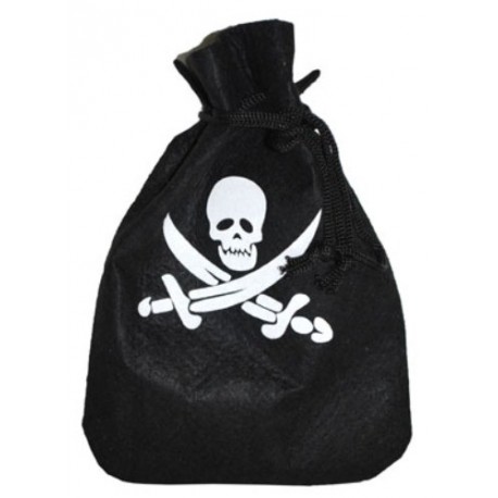 sac bourse pirate noir 25cm x 20 cm